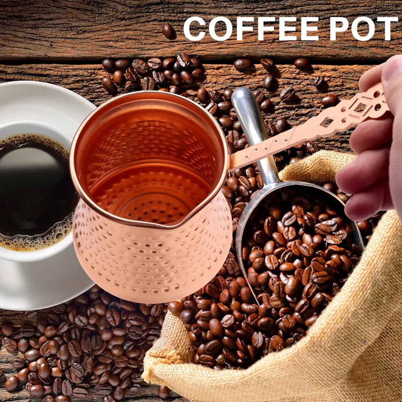 Cafetière en cuivre turc avec poignée en métal, cafetière pour cafétéria, turc, Cezve
