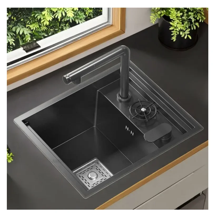 

Stainless Steel 304 Nano Black Sink Bar Kitchen Wash Basin Hidden Rectangular Small RV Sinks