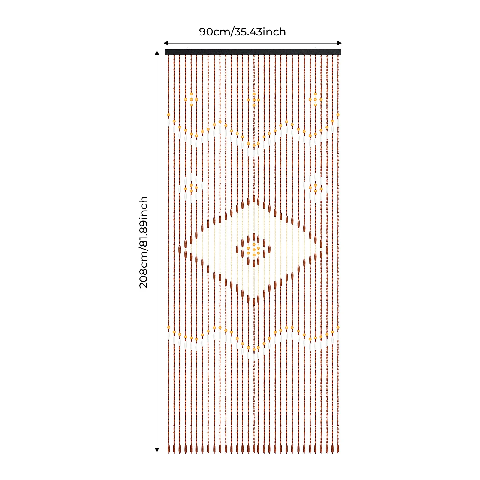 90*208cm Door Curtain,Chocolate Color Boho Rustic Door Curtain,Bamboo&Wood Bead Curtain for home doorways, windows, bedroom doors, bathroom doors, kitchen doors, study doors