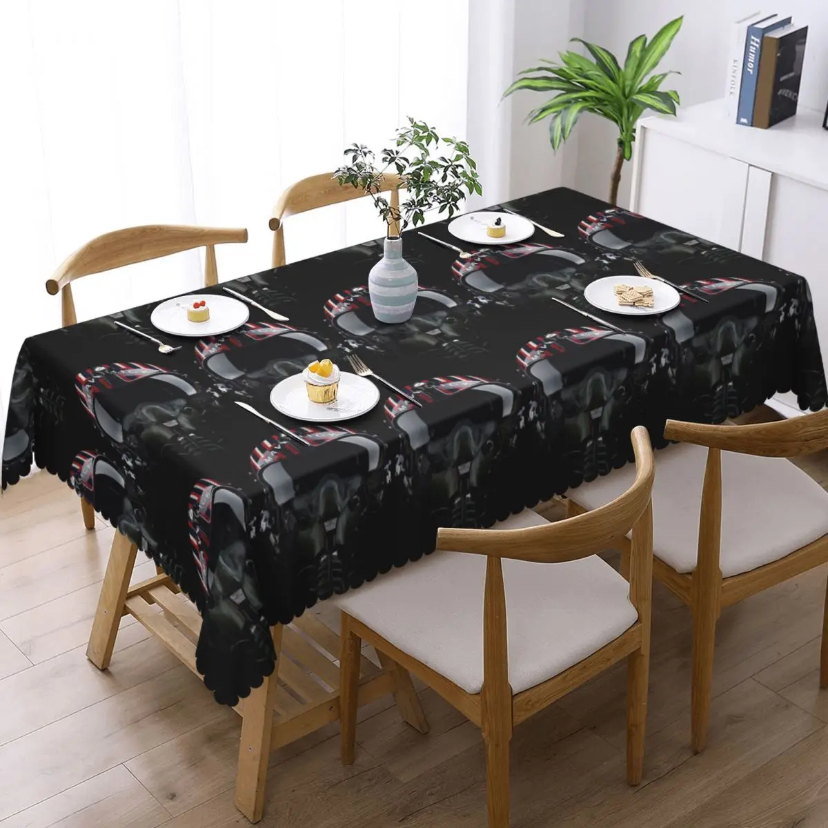 Steampunk Pilot Air Fighter Helmet Tablecloth Restaurant Kitchen Rectangular Tablecloth Tablecloth Outdoor Dining Table Cover