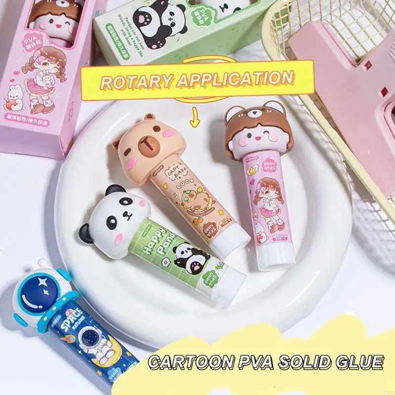 Y88B Cartoon PVA Pegue School Pegos sólidos Adhesivo Secado rápido Fácil llevar