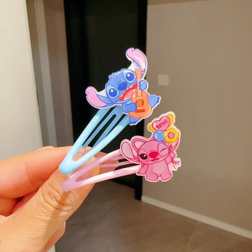 1 Paar Disney Lilo & Stitch BB Haarspange Kinder Cartoon Haarspange Niedliches bonbonfarbenes Haar-Accessoire Mädchen Schmuck Geburtstagsgeschenk