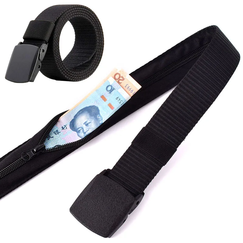 Unisex Waist Belt com Zipper, Dinheiro Escondido, Anti Roubo, Pacotes, Bolsa, Carteira, Escondendo Dinheiro, DIY, Viagem Adulto, 3,2 cm Largura