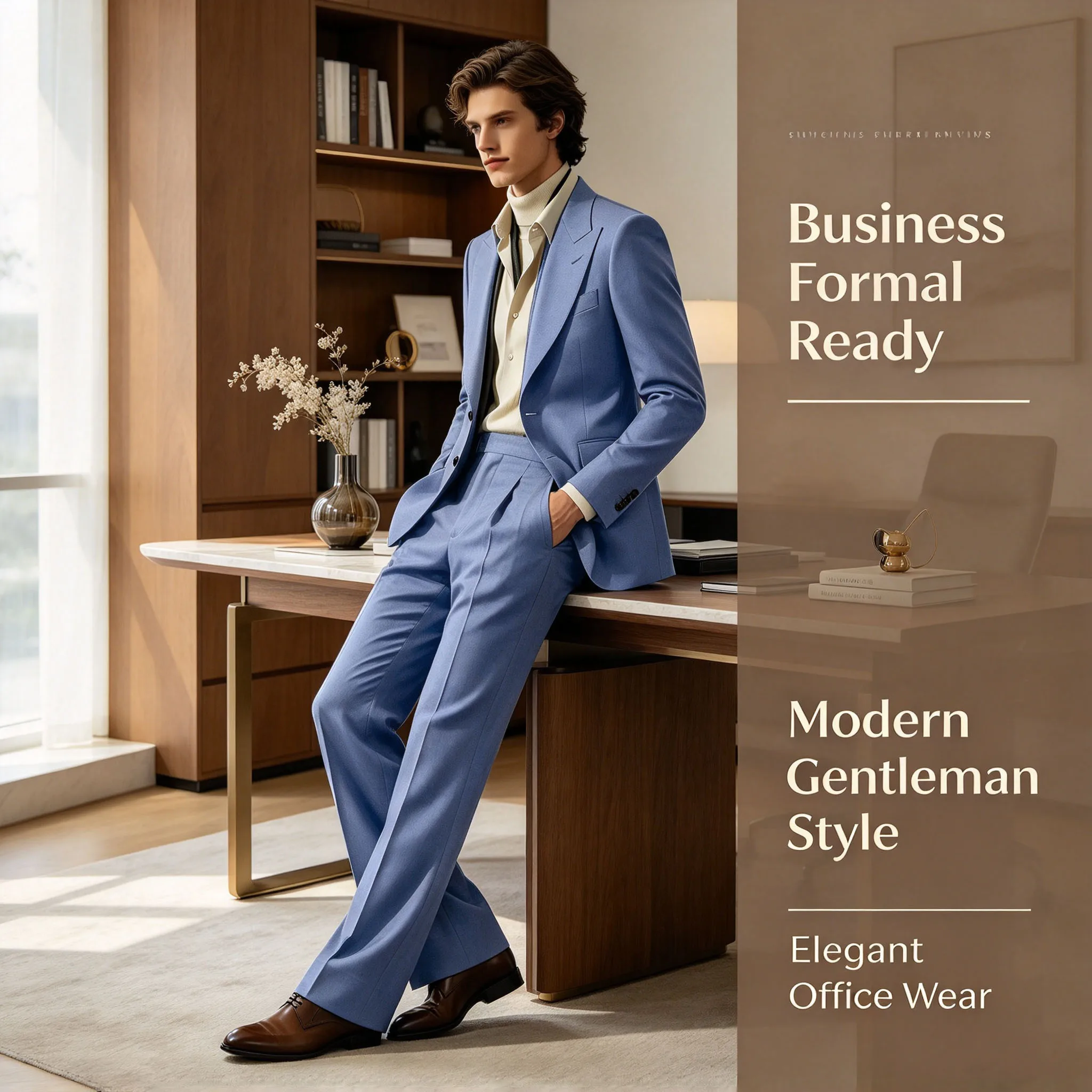 Men's Solid 2 Piece Suit Set Peak Lapel 2 Button Regular Fit Flared Trousers Wedding Business Formal Outfit Blazer Pants Suit