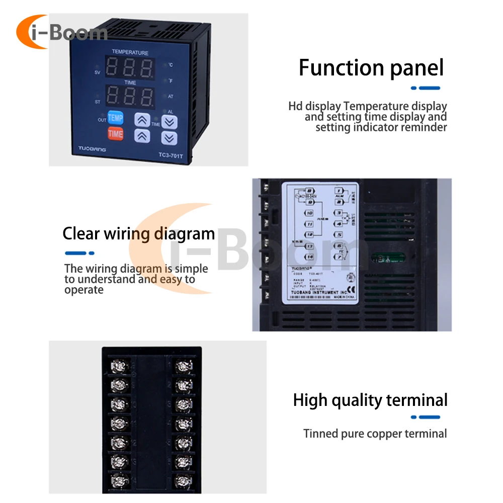 TC3-501T Digital Display Temperature Controller High Precision Temperature Monitoring Instrument Thermostat 0~300℃ Adjustable