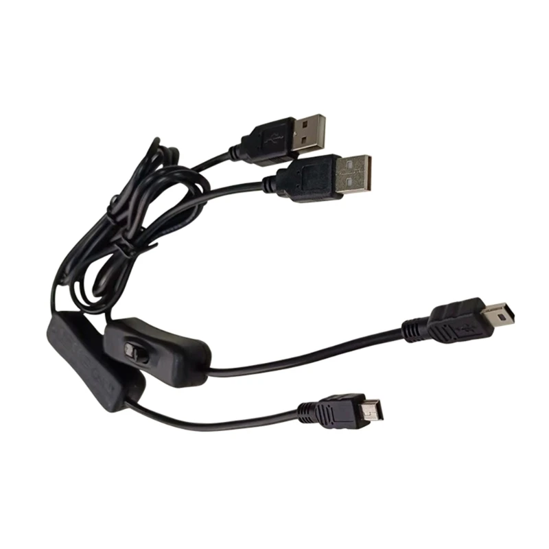 USB Charging Data Switches Cable, USB to Mini USB Cable with ON/Off Switches for Hard Camera Tablet Phone