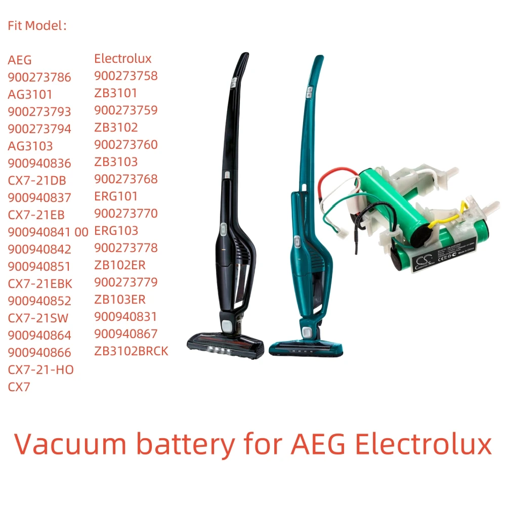 

Li-ion Vacuum Cleaner Replacement Battery for AEG, Electrolux | 10.8V, 2500mAh | Compatible with Models: AG3101, ZB3101, ZB3102