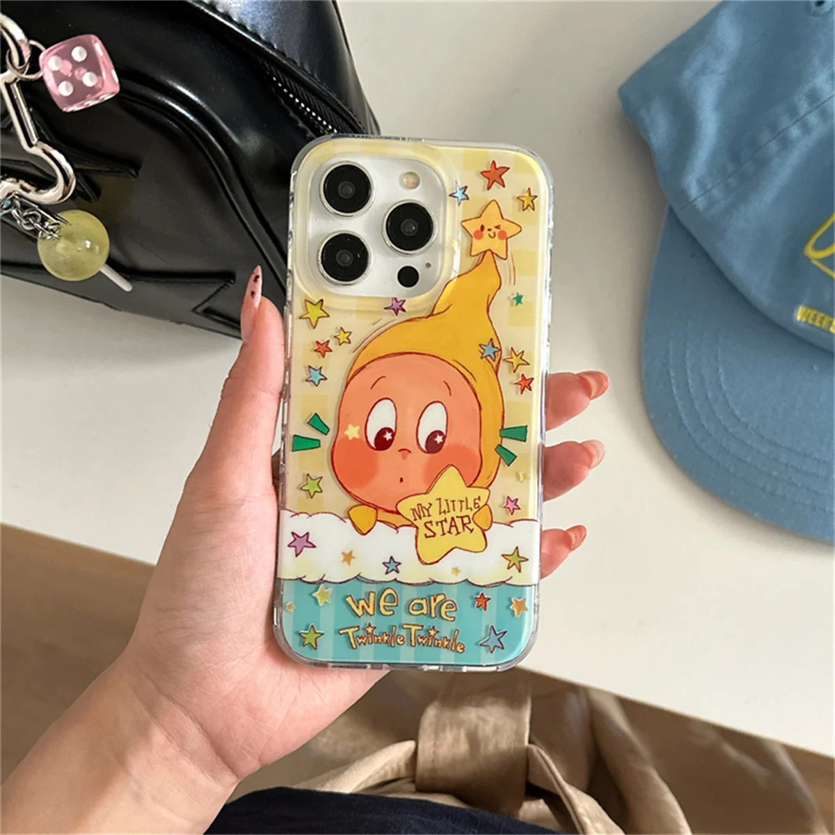 Funda de teléfono coreana Ins Cute Star Baby para iPhone 16 Pro 15 14 13 Pro Max, funda trasera a prueba de golpes, fundas de dibujos animados 16 Promax