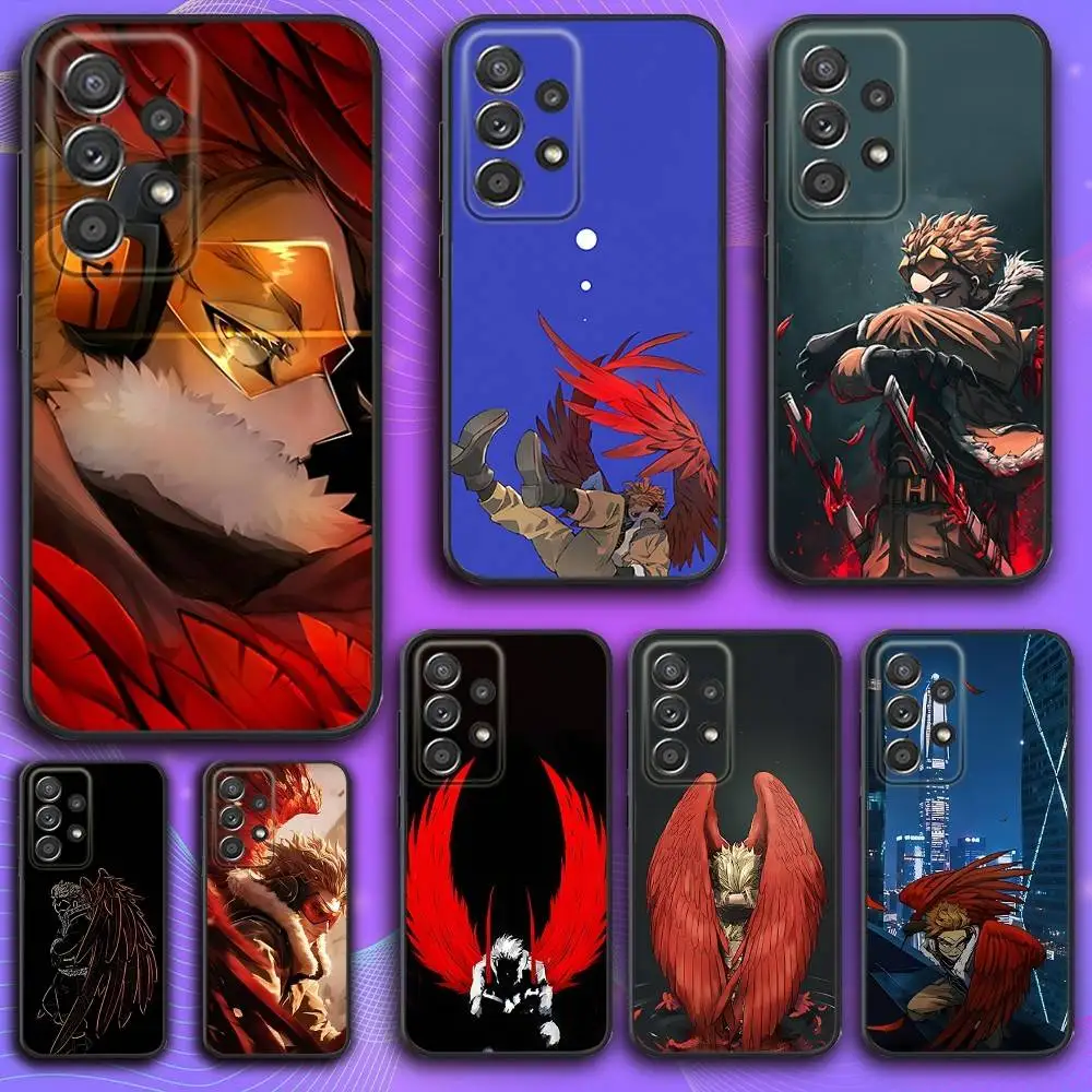 

Anime My Hero H-Hawks Phone Case For Samsung S 25,24,23,22,30,21,10,9,Ultra,Plus,Lite,FE,4,5 G Soft Black Case