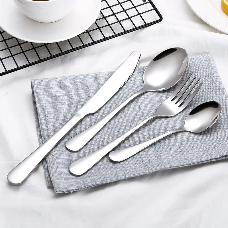 4pcs set, colorful stainless steel cutlery knife fork and spoon set, metal dinner cultery table spoon, dining flatware, serving