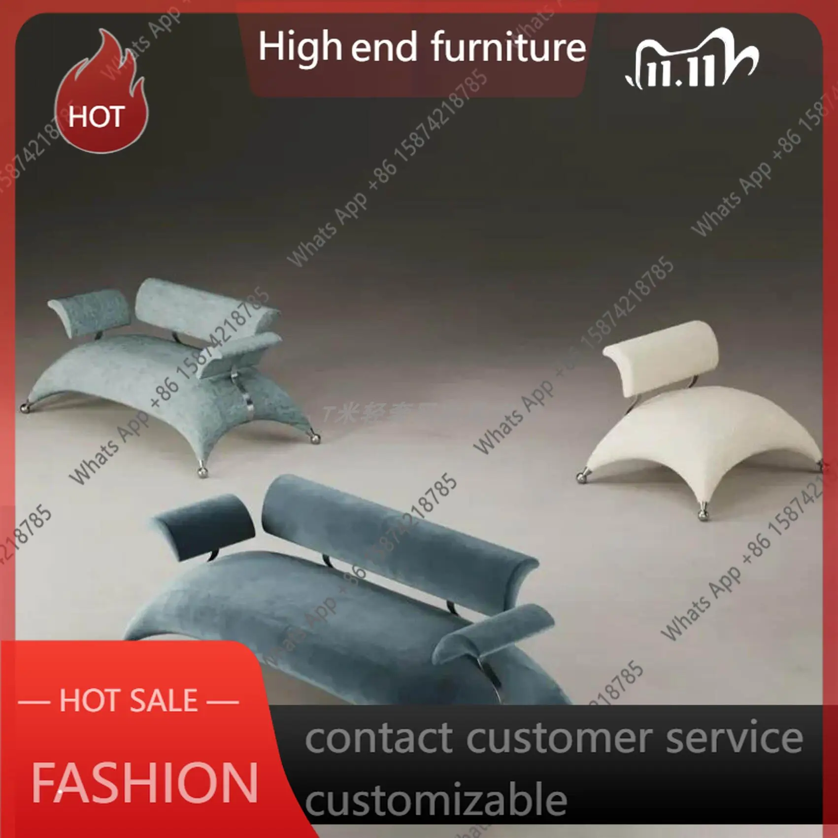 

Дизайнерский металлический диван RP Italian Light Luxury для гостиной, отеля, гостевого дома, одно- и двухместный, для отдыха.