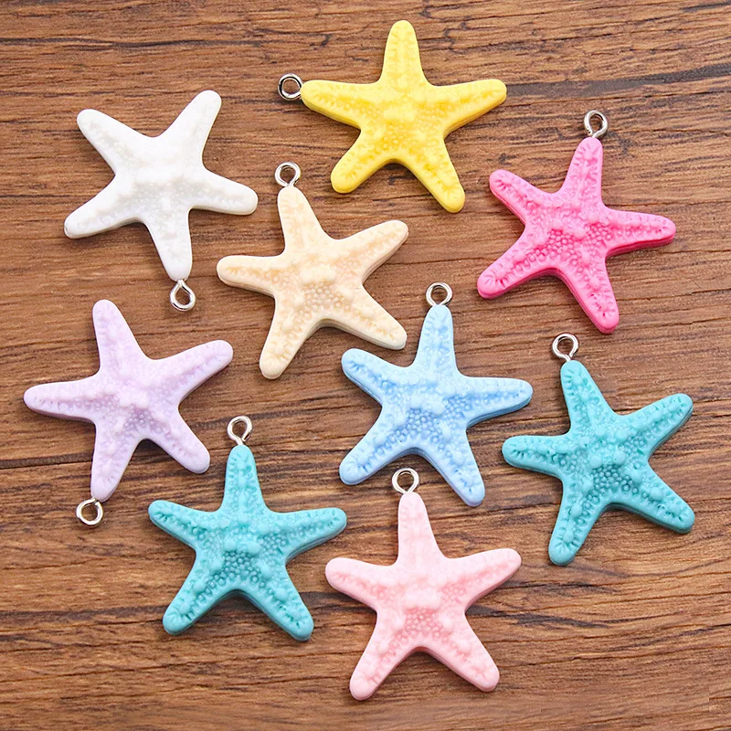 10Pcs Dopamine Color Starfish Resin Charms Ocean Pendants DIY Accessories For Phone Bag Bracelet Jewelry Craft Gifts view 2