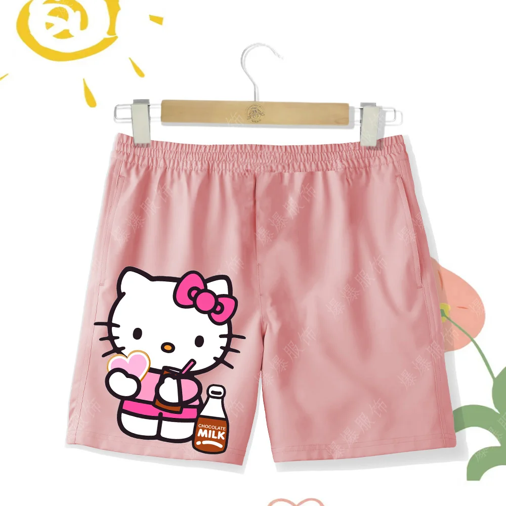 New Multi Color Hello Kitty Printed Children\'s Summer Beach Pants Girls\' Shorts Outdoor Sports Vacation Cool Swimming Pants