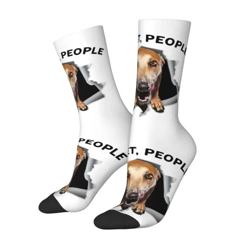 Greyhound Sighthound Mens Crew Socks Unisex Cool 3D Printing Six Feet People Whippet Dog Dress Socks