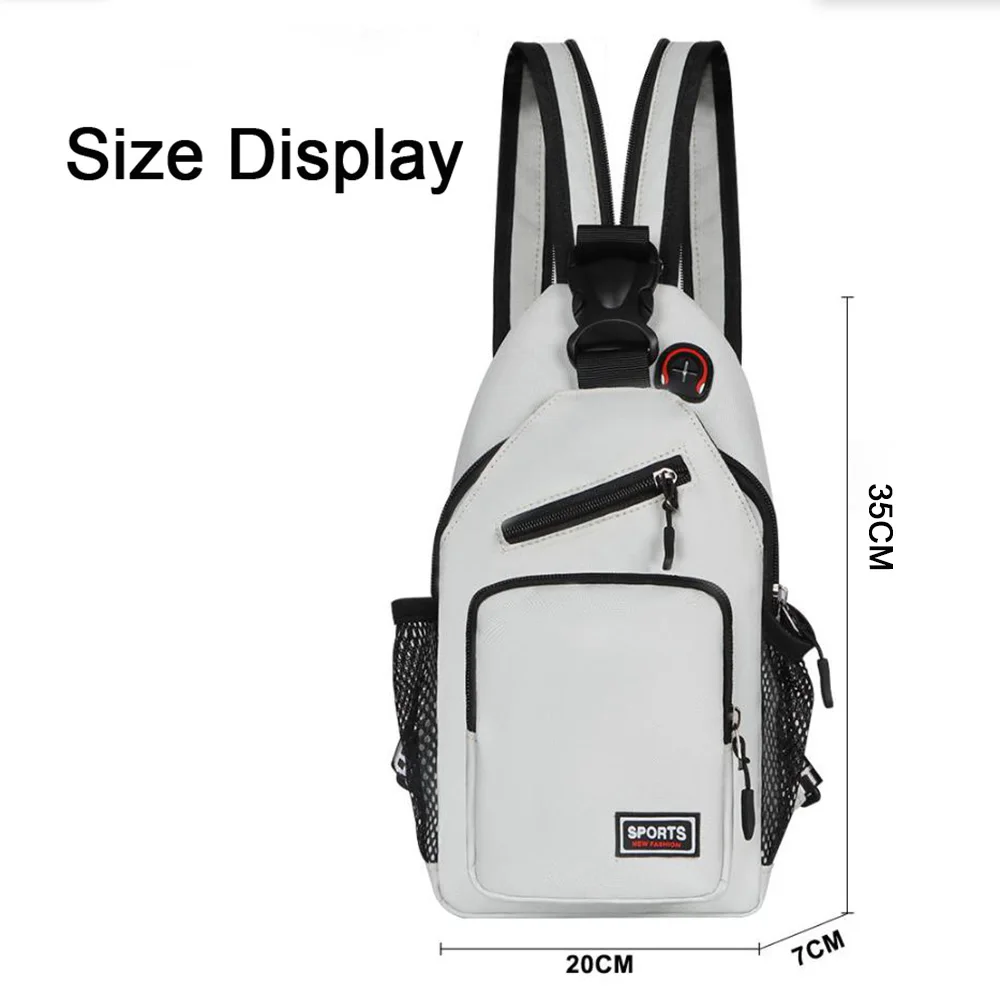 Women Chest Bag Waterproof Crossbody Sling Bag with Earphone Hole Chest Messenger Bag Oxford Outdoor Travel Sports Shoulder Bag