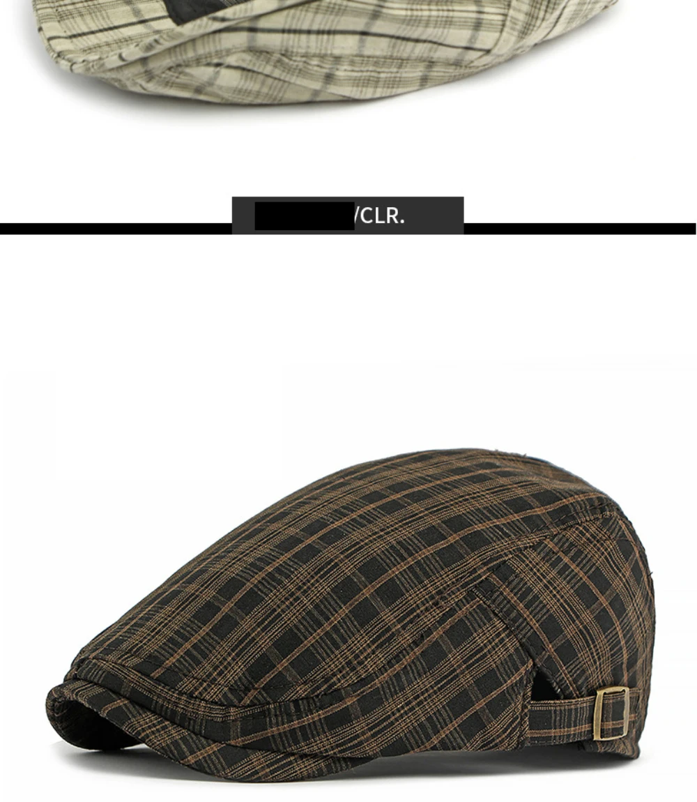 HT5072 Baskenmütze 2026 Neue Frühjahr/Sommer Ivy Flat Cap für Herren und Damen – Retro Künstler- und Malermütze mit Karomuster, verstellbare Baskenmütze für Männer und Frauen – Detail 11