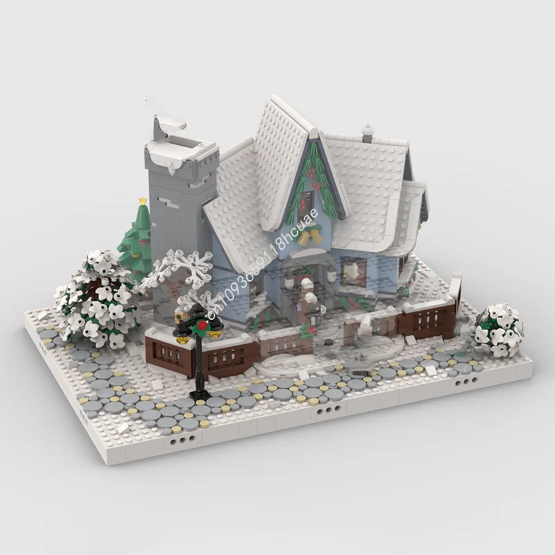 705 قطعة MOC الشتاء قرية عرض مجموعة سانتا S نموذج بناء هدايا عيد الميلاد كتل العمارة لتقوم بها بنفسك فكرة إبداعية لعبة الطوب