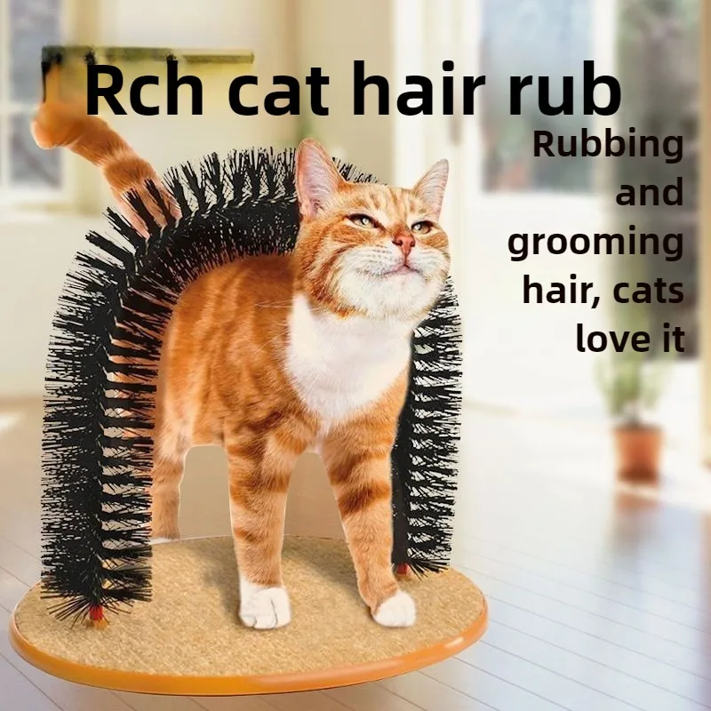 

Cat Self Grooming Arch Massager Scratching Post Toy Relief Itchy Fur Brush Automatic Pet Grooming Tool Interactive Play Indoor