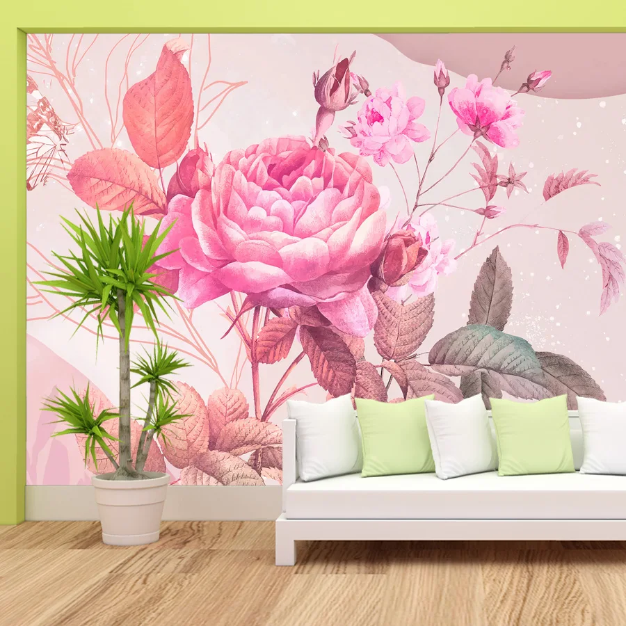 

21+ Waterproof Nature Botanical Floral Rose Painting Wallpaper for Living Room Art Papers Home Decor Mural,Peel n Stick Optional