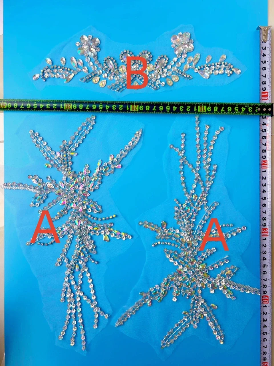 رقعات وزينة خياطة ثلاثية الأبعاد مطرزة يدويًا ، بلورات AB واضحة ، أحجار الراين ، خياطة الأزياء ، ثوب حفلة موسيقية ، ديكور الزفاف ، الحفلات #4