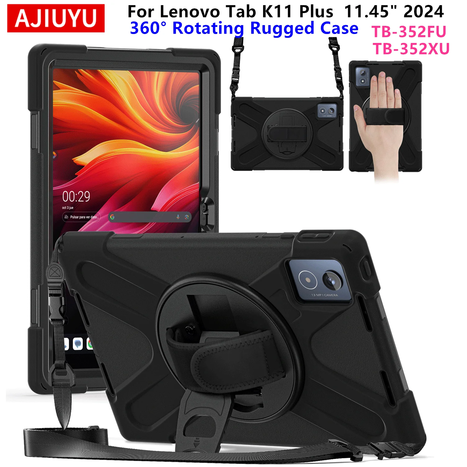 AJIUYU Kids Case For Lenovo Tab K11 Plus 11.45" TB-352FU TB-352XU Tablet Shockproof Stand Cover For Tab K11 Plus 11.5 Inch Case