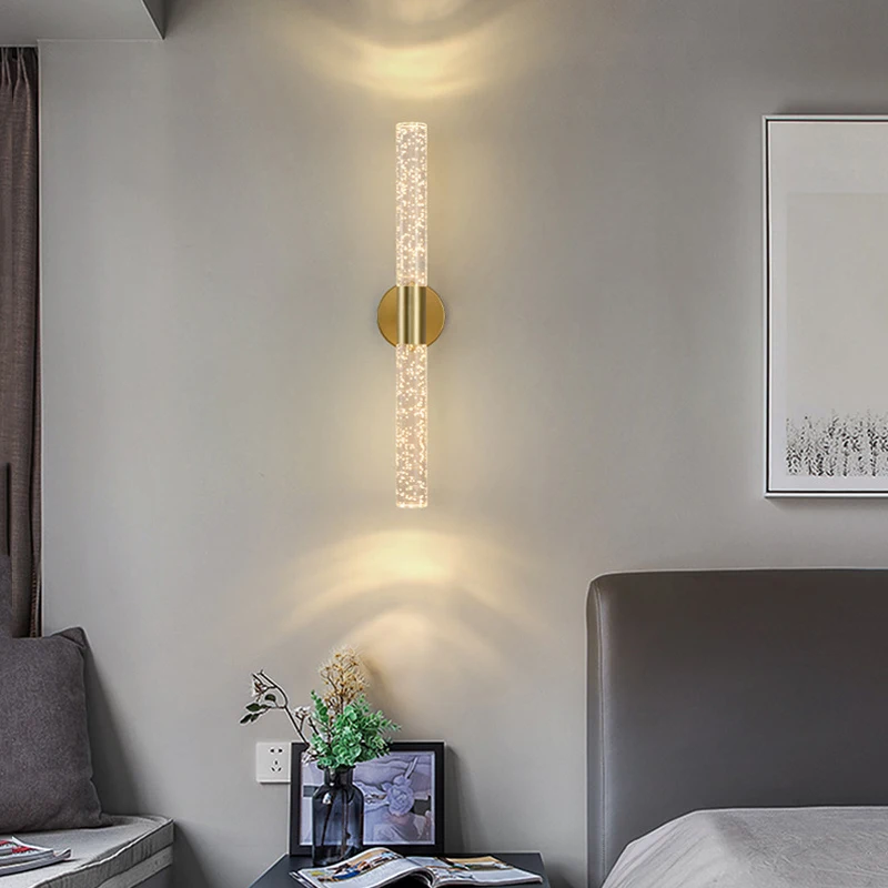 Indoor Double Head 14W LED Wall Lamp Modern Up Down Crystal Bubble Wall Light Bedroom Living room Corridor Background Lights