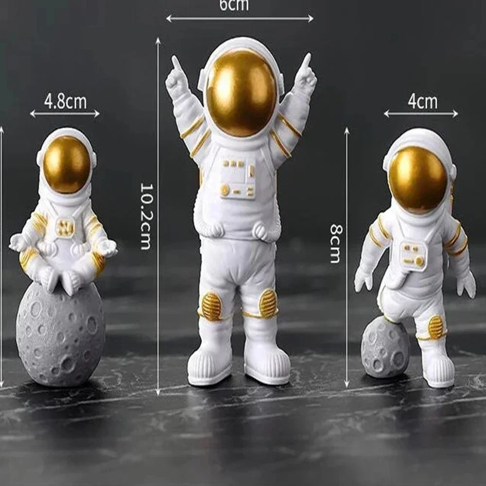 4 szt. Figurka astronauty statua figurka kosmonauta rzeźba zabawka edukacyjna dekoracja stołu Model astronauty dla dzieci prezent