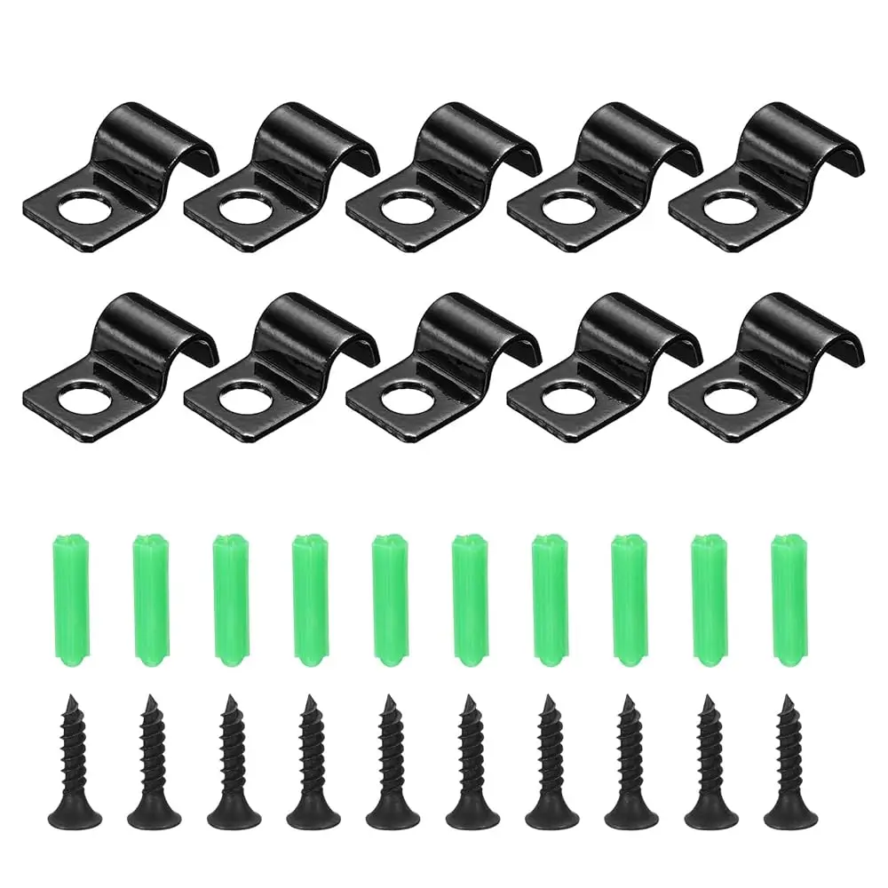 

Набор хомутов для труб 1/4 дюйма, 50 шт., из углеродистой стали, с одним отверстием, для крепления труб, кабелей (6 мм, черный)