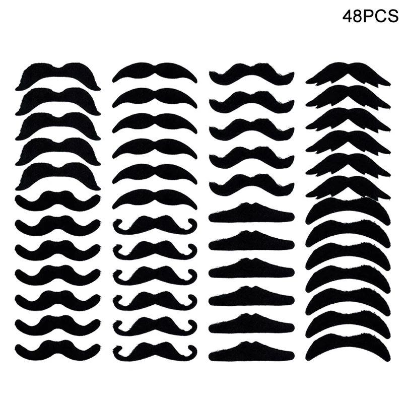 

48pcs Funny Mustache Wedding Birthday Party Photobooth Props Kids Pirate Party Costume Cosplay Fake Beard Halloween Decoration