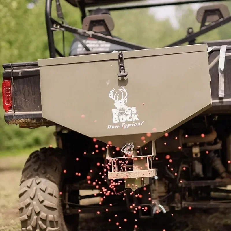 Boss Buck spreider met een capaciteit van 80 LB |   Ruime, veelzijdige, duurzame ATV-feeder met instelbaar debiet |   Voer, zout, meststof