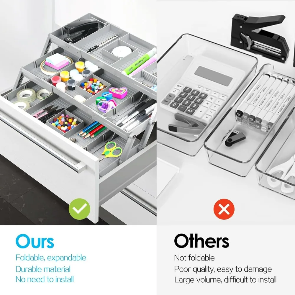 Multi-layer Smart Drawer Organizer, 3-layer Drawer Organizer, expandable Junk Drawer Organizer Cosmetics, Jewelry, desk, Office,