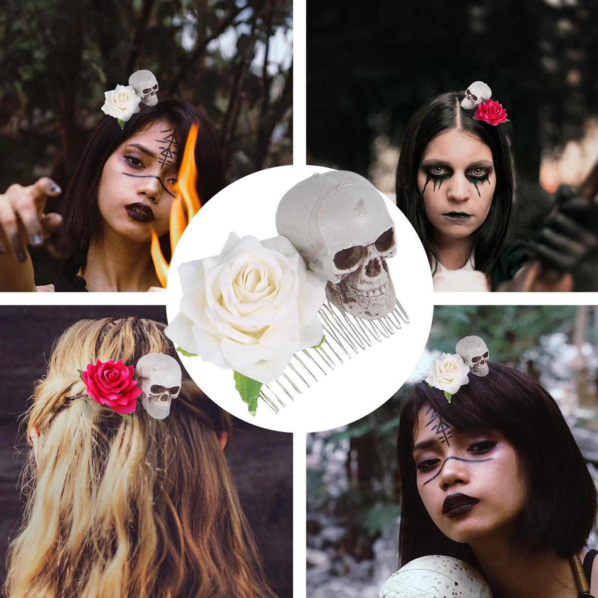 

2Pcs Hairpin Stylish Skull Clip Plastic Women Combs Halloween Party Glamour Charm Everyday Wear Special Occasions Hair