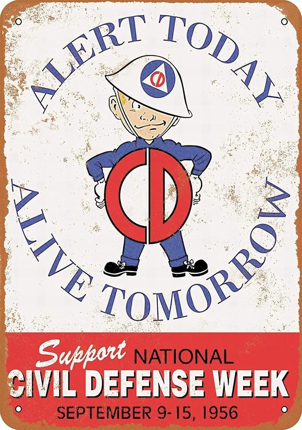 1p, Metal Sign - Civil Defense Week - Vintage Wall Decor Art
