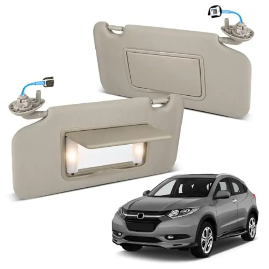 

Car Sun Visor for 2016-2022 Honda HR-V EX-L/EX/LX/Sport, Gray ABS Plastic, Driver Passenger Side with Lighted Mirror, Direct Re