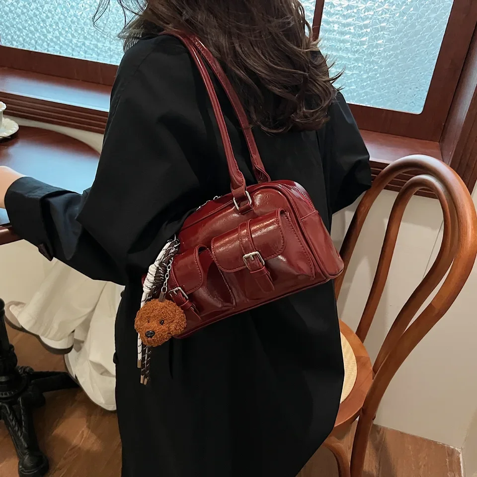 

2025 New Women PU Leather Shoulder Bag Small Square Crossbody Purse Soft Retro Tote Handbag for Daily Use