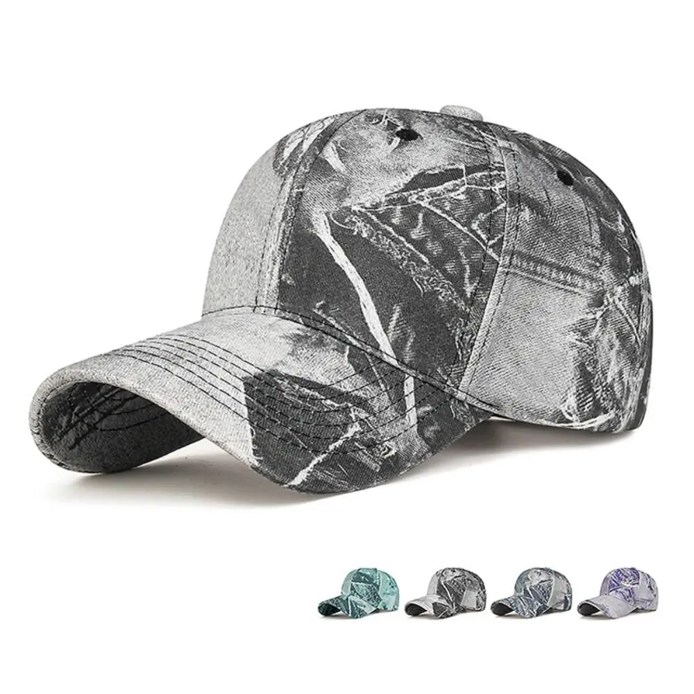 Washed Cotton Graffiti Print Baseball Cap Abstract Adjustable Sun Hat Hip Hop Sunscreen Streetwear Hats For Man Women Unisex