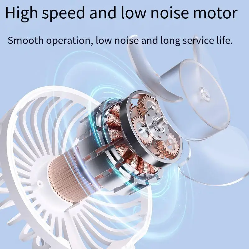 Handheld/Desk-Stand/Overhead Multi-Functional Small Fan with LCD Display and 6 Wind Speed Levels image 4