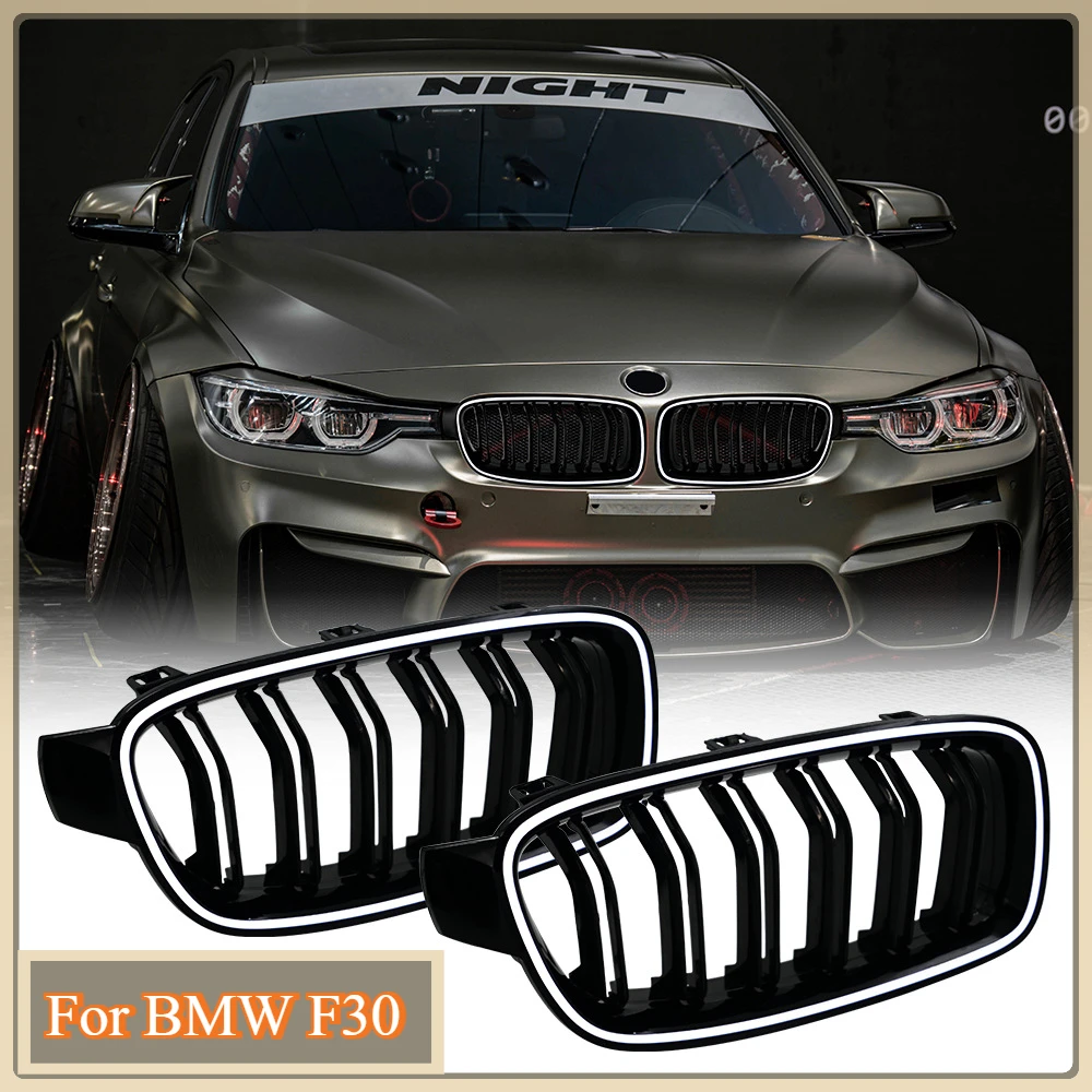 Grade de luz led para bmw série 3 2013-2019 f30 f31 f35 330d 328i 335i 320d 340i carro amortecedor dianteiro rim com luz corrida grill