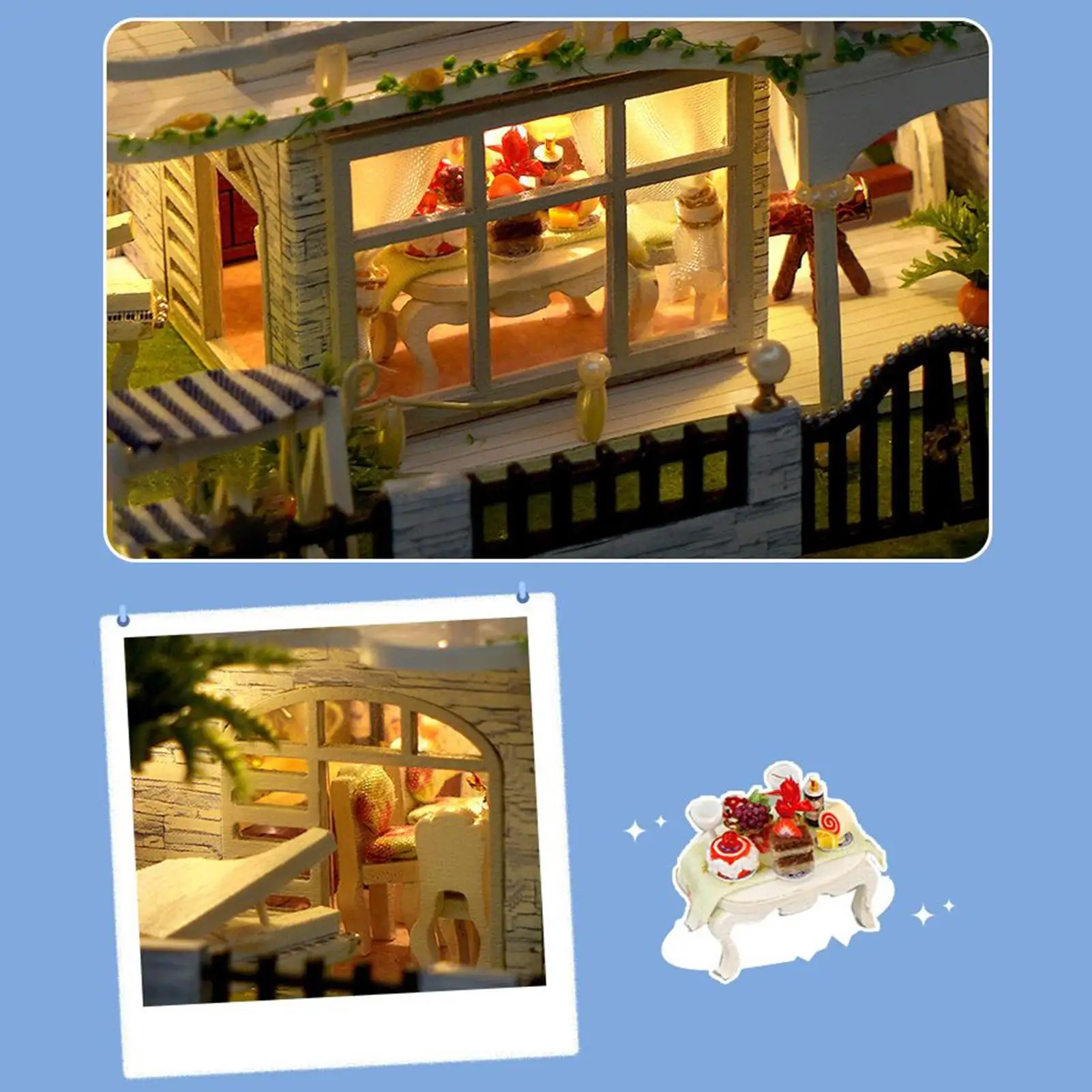 

Миниатюрный комплект для дома, миниатюрная модель виллы, строительный комплект со светодиодом для взрослых, украшение дома для мужчин, мальчиков, молодежи, друзей, сына