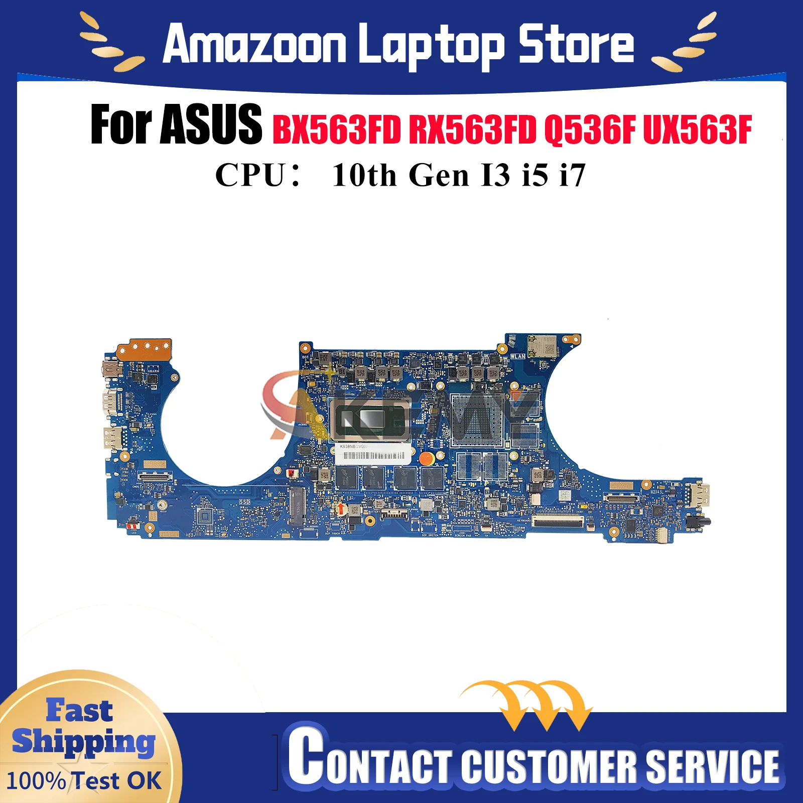 

UX563FA Материнская плата для ноутбука ASUS ZenBook Q536FD BX563FD UX56FD UX56FA RX563FD UX563 Материнская плата для ноутбука 10-го поколения I3 i5 i7