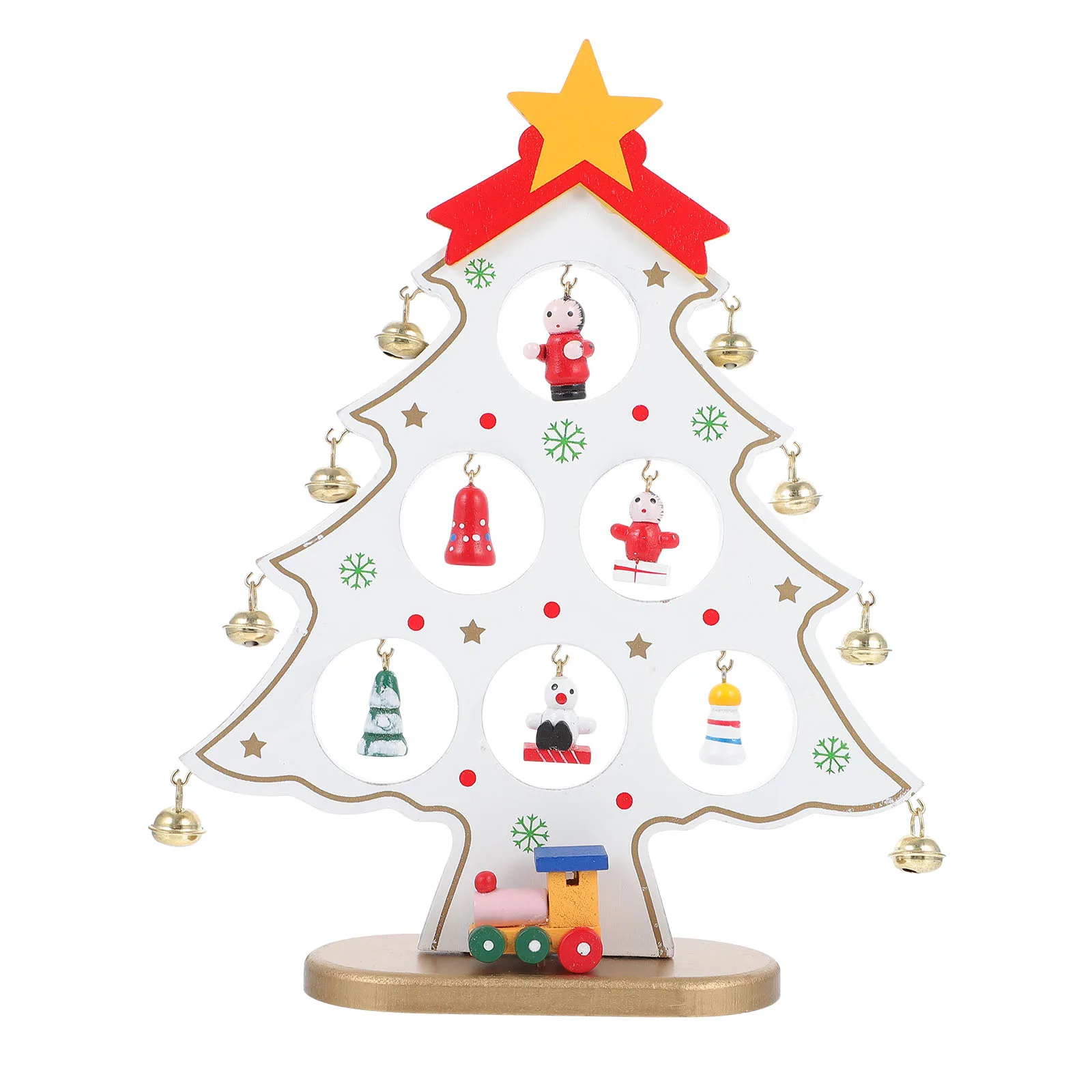 

1pc Mini Christmas Tree Decorations Wooden Xmas Party nament Shelf Table Home Holiday Centerpiece Stocking Light Santa Gift
