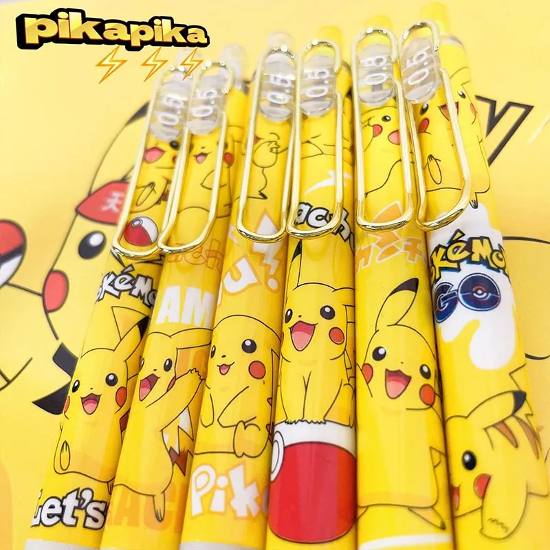 24 teile/los kawaii pokemon presse gel stift niedlich pikachu 0,5mm schwarze tinte signatur stifte werbe geschenk büro schul bedarf