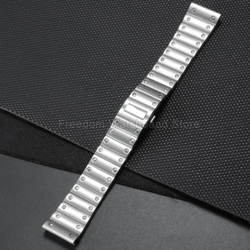 Silver 21mm Watch Accessories High Density Steel Fade Free Electroplating Layer for Cartier Santos WSSA0010/0013/0018 Watchband