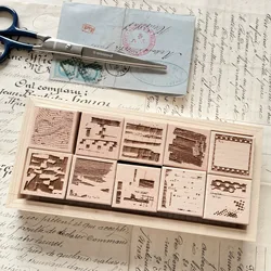 Vintage Geometric Code Wooden Rubber Stamp for DIY Scrapbooking Photo Album Card Making