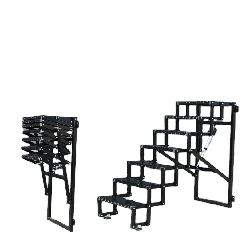 Thickened stainless steel electric elevator with handrails Foldable ladder Remote control telescopic ladder