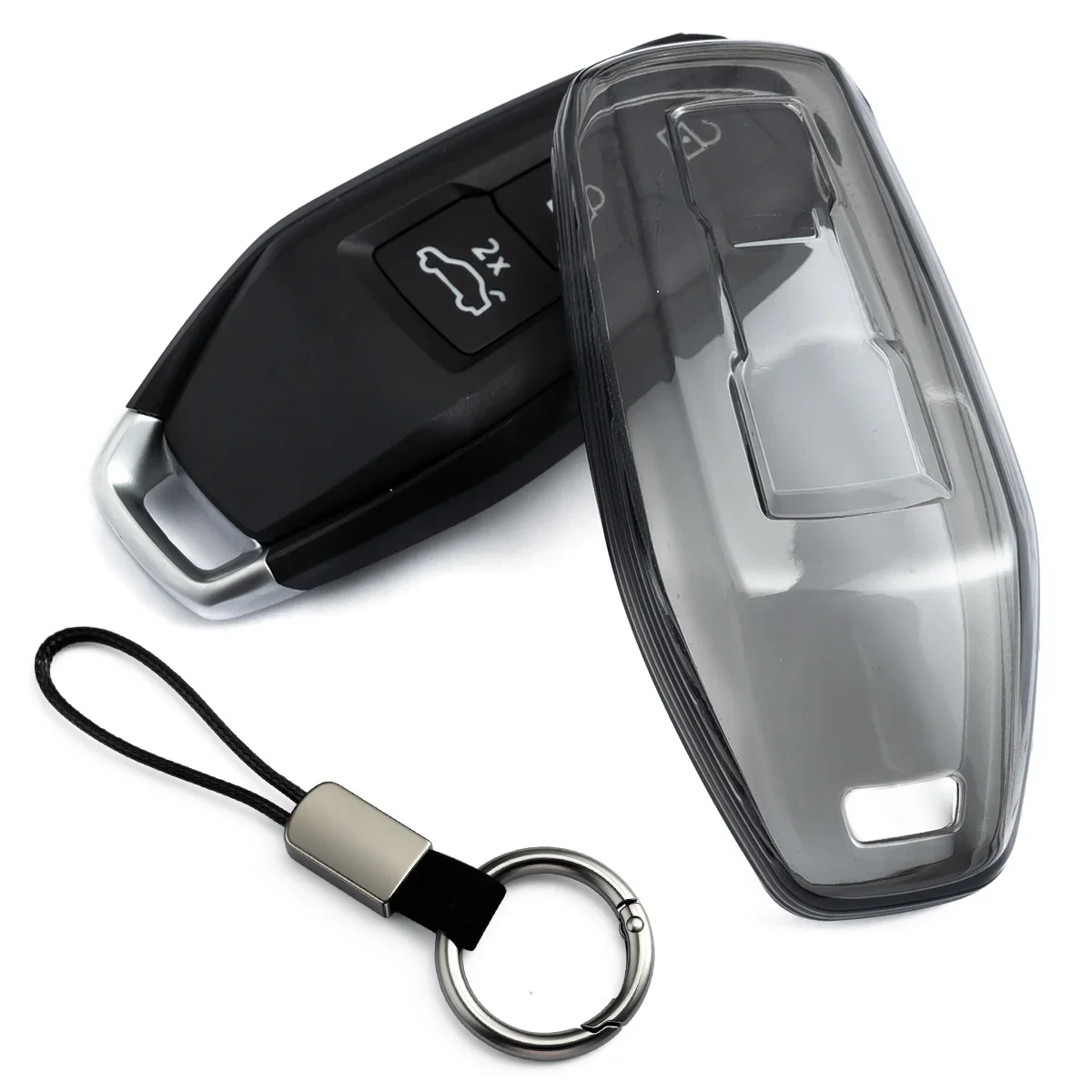 Slim Car Key Fob Cover Case Keychain For Audi A5 S5 B10 A6 C9 Q5 SQ5 Q6 SQ6 e-tron Sportback 2025 2026 2027