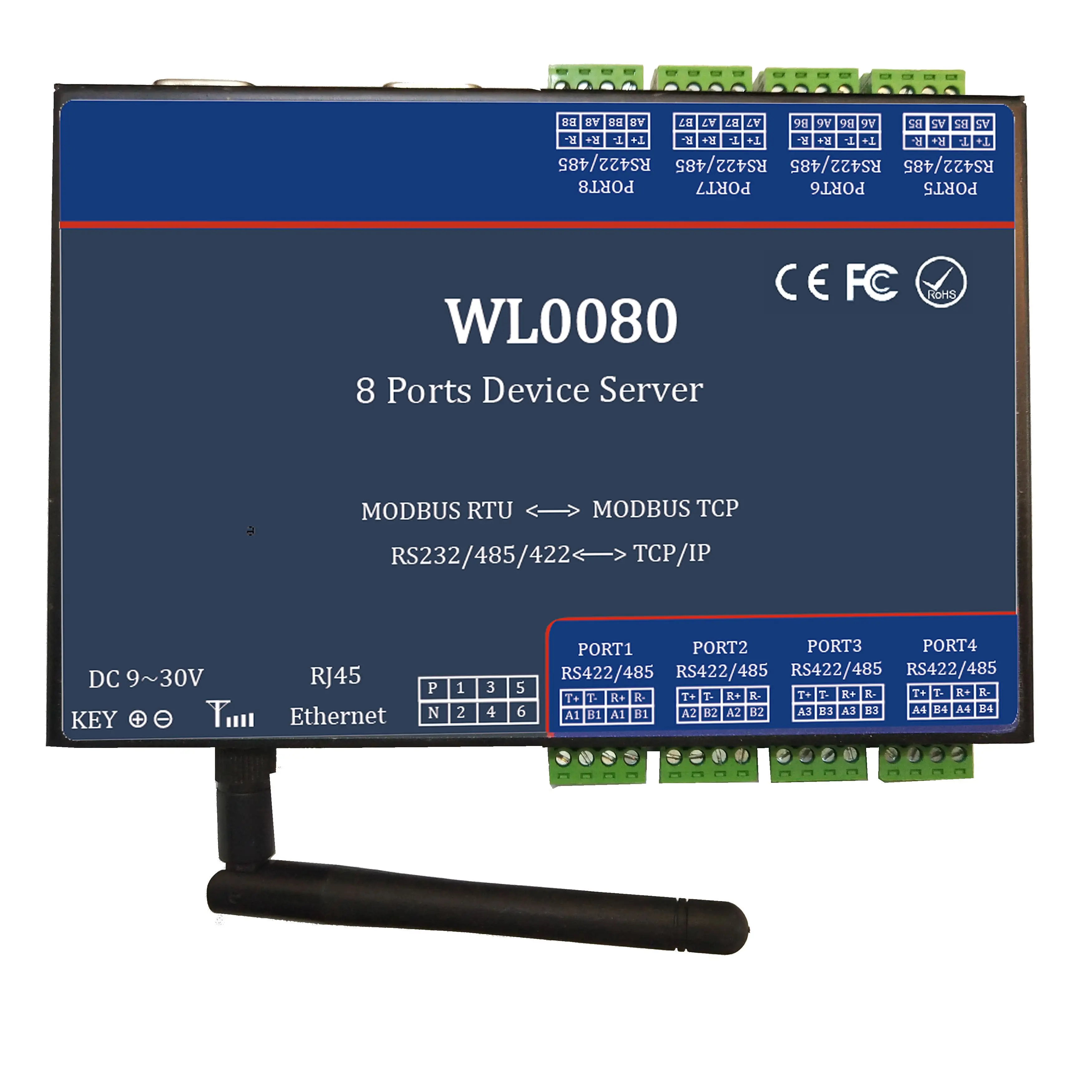 Four-way Wifi Serial Server RS485/RS232 to WIFI/Ethernet Module Serial Port 4|6|8|multiple