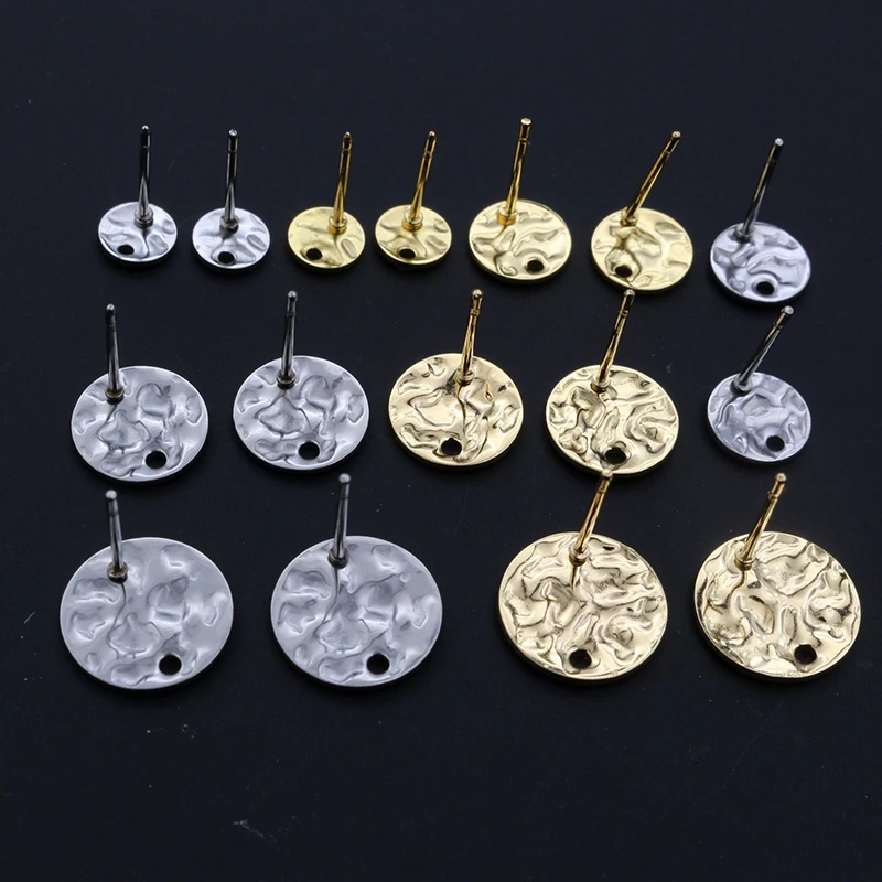 20 stücke 6/8/10/12mm 316 Edelstahl vergoldet Pin Befunde Ohr stecker mit Loch verbinder für DIY Schmuck herstellung