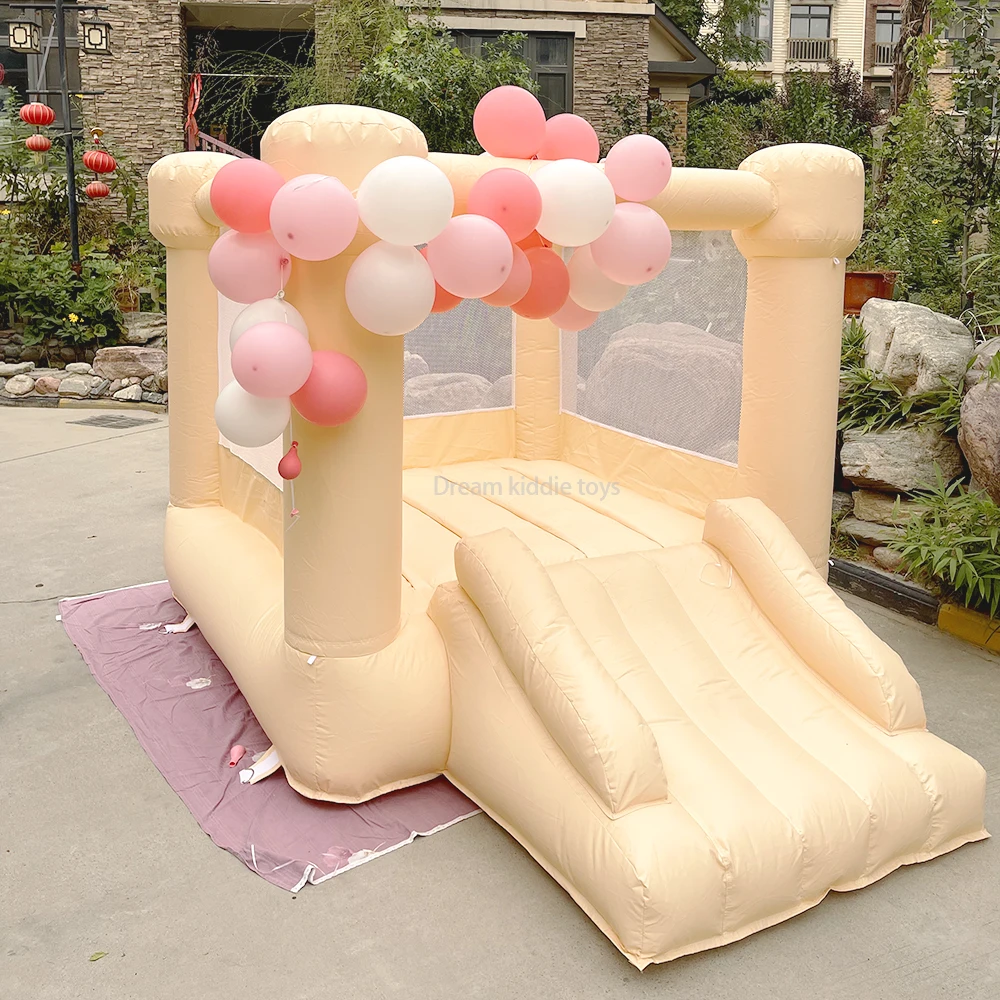 Tobogán inflable Beige para niños, casa de rebote, castillo, saltador