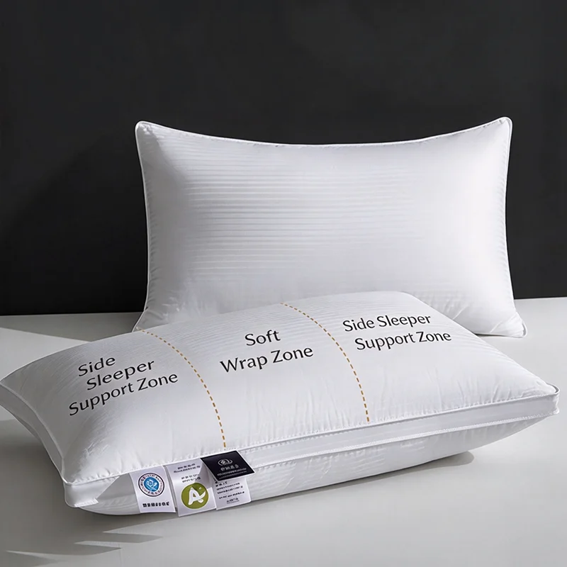 100% White Goose Down Pillow 48x74cm Cervical Sleeping Pillows Luxury Antibacterial Cotton Comfortable Soft Pillow For Adults